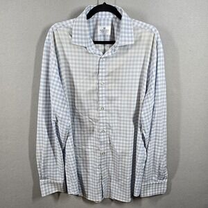 Mizzen Main Shirt Mens XL Trim Fit Blue White Check‎ Button Up USA Made